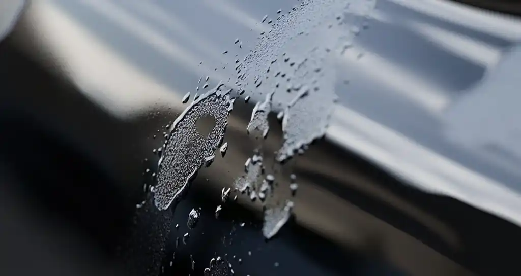 Bird dropping damage on car door