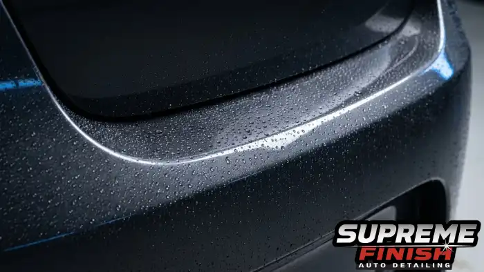 Water beading off easily on ceramic coated vinyl wrapped vehicle