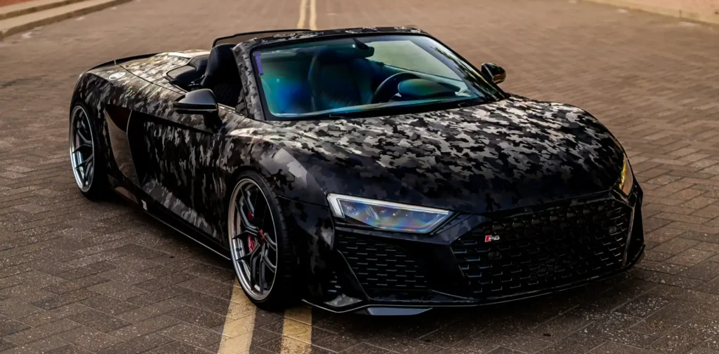 Car in STEK black camo pattern PPF
